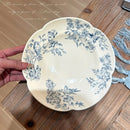 Axyaa Blue Floral Deep Plate - Elegant Medieval Style for Desserts and Salads
