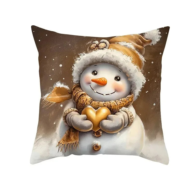 Axyaa Winter Snowman Pillowcase - Festive Sofa Decor & Gift