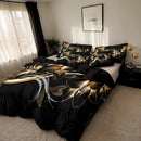 Axyaa Golden Floral Pattern Bedding & Quilt Cover Set: Soft, Comfortable, Perfect for Bedrooms