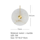 Axyaa Marble LED Wall Lamp in Gold Metal Finish for Living Room, Bedroom, Aisle & TV Background
