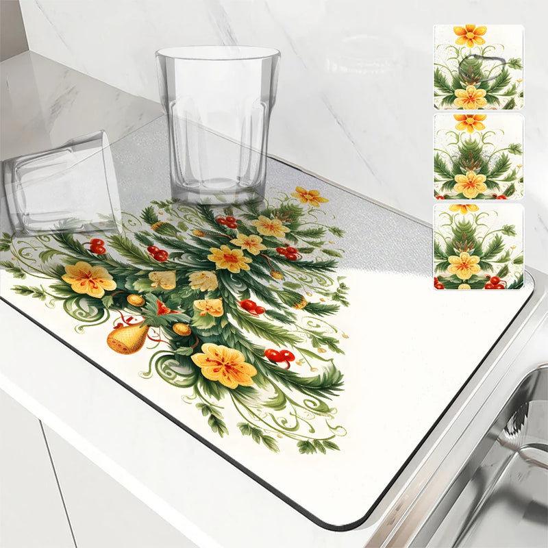 Axyaa Christmas Tree Kitchen Drying Mat