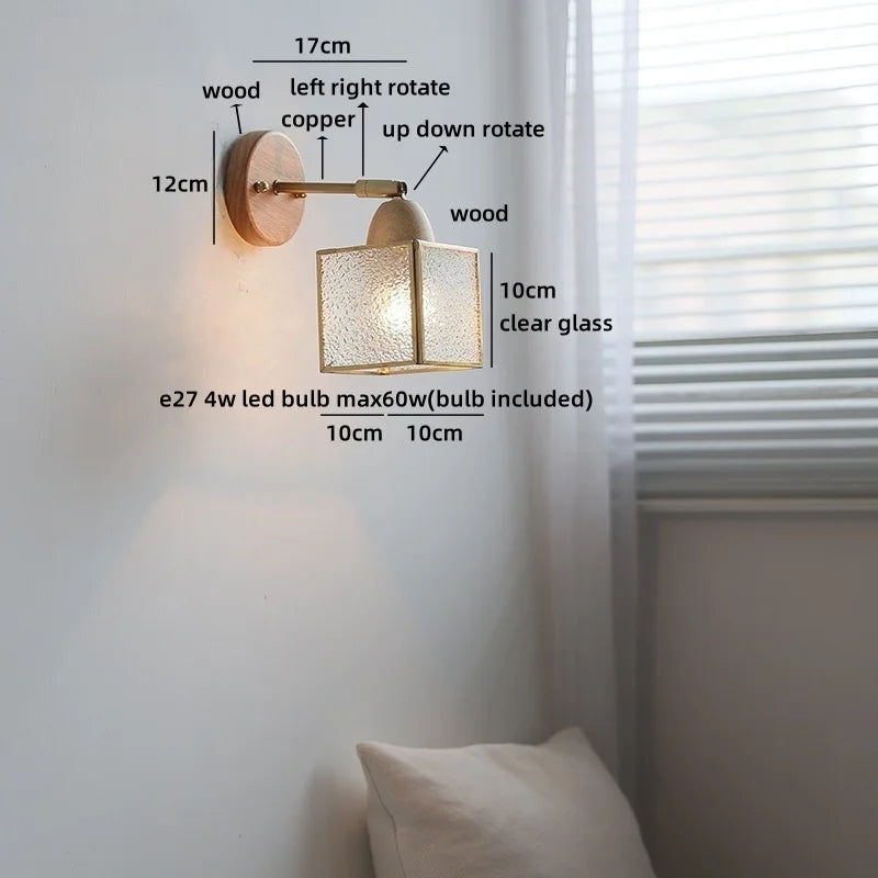 Axyaa Clear Glass LED Wall Light with Pull Wire Switch