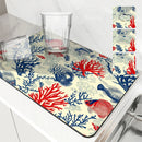 Axyaa Marine Coral Diatoms Absorbent Non-slip Kitchen Drain Mat