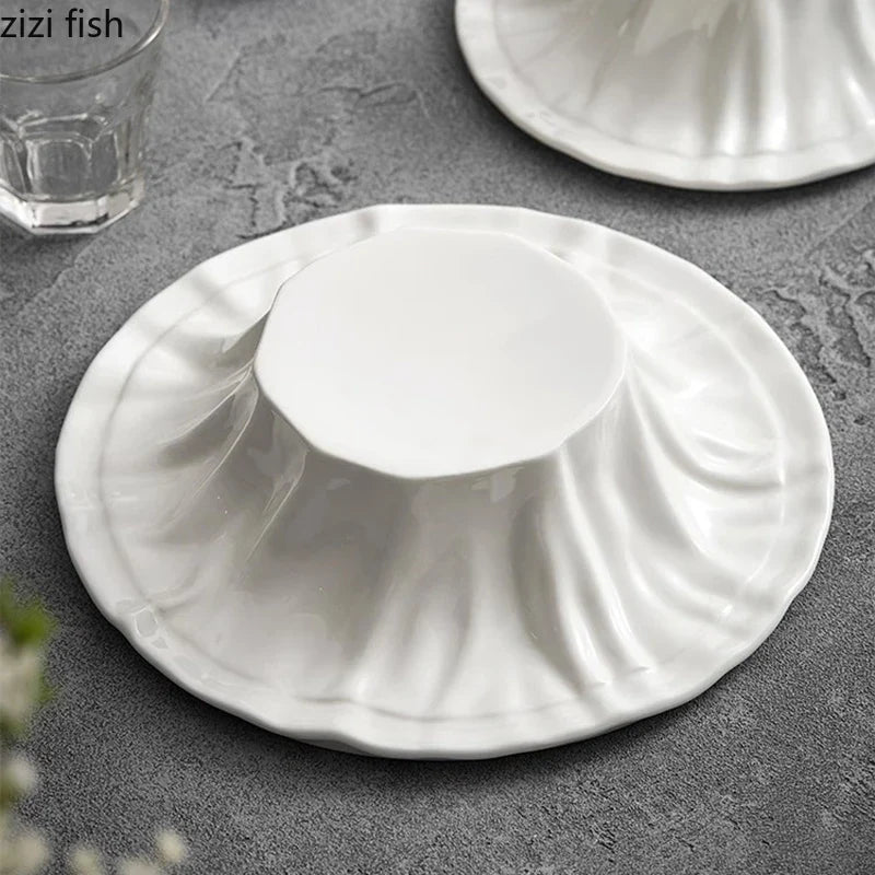 Axya Irregular Ceramic Dessert Plate Set of 4 for Restaurant Presentation