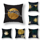 Axyaa Gold Leaf Flower Cushion Cover - Decorative Square Pillow for Home and Car