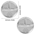 Axyaa 304 Stainless Steel Round Dinner Plate 3 Compartments Stackable Fruit Salad Plates