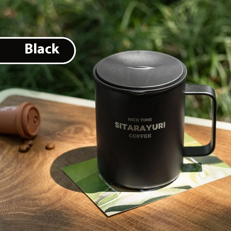 Axyaa Stainless Steel Vacuum Flask Cold&Hot Cup Handle Thermal Travel Mug