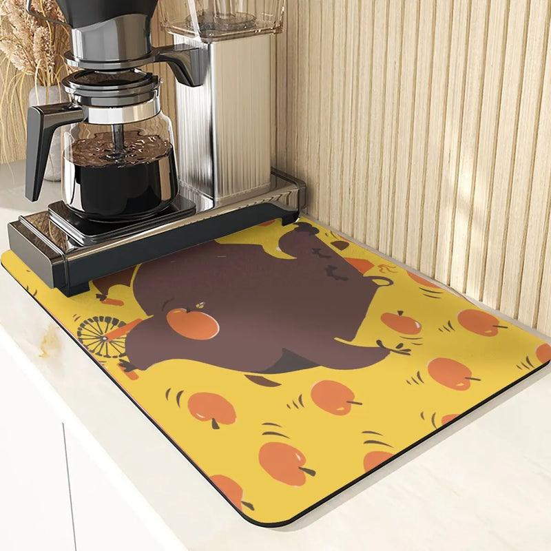 Axyaa Monkey Pattern Diatomaceous Earth Coasters: Stylish Cup Placemats & Coaster Set