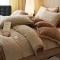 Axyaa Winter Fleece Jacquard Duvet Cover Set - Coffee Twin King Size