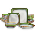 Axyaa Stern Blue Square Dinner Set - 16 Piece Ceramic Tableware Set