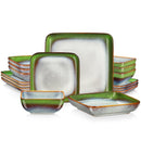 Axyaa Stern Blue Square Dinner Set - 16 Piece Ceramic Tableware Set