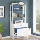 Axyaa Vertical File Cabinet with Lock & Bookshelf | Modern Filing Cabinet & Printer Stand