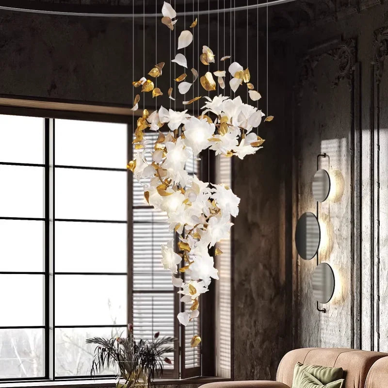 Axyaa Crystal Flower Chandelier: Elegant Luxury Pendant Light for Home Decor