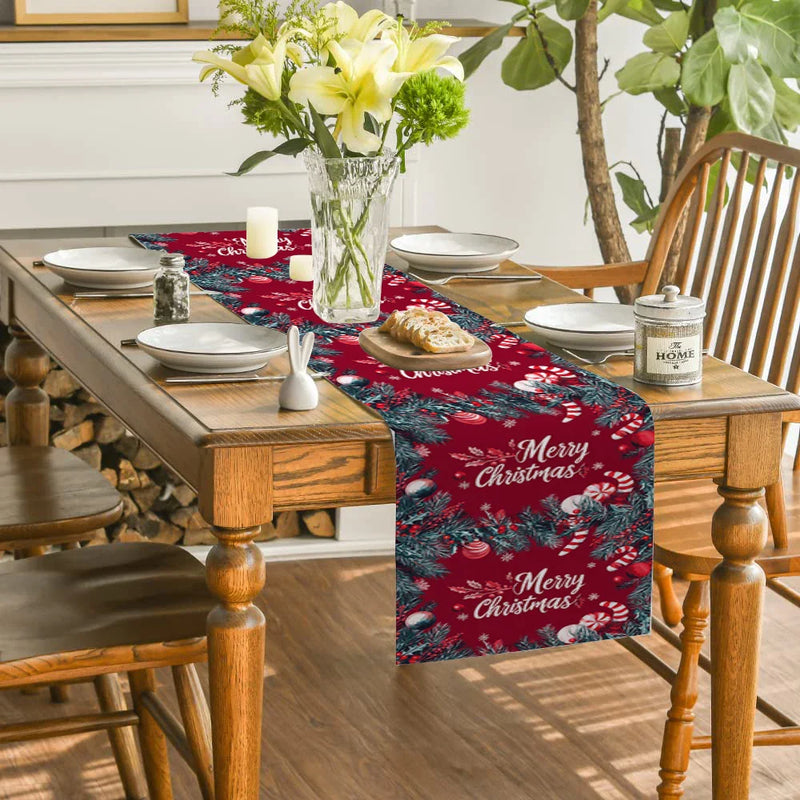 Axyaa Rustic Christmas Fir Table Runner for Dining Decorations and Events