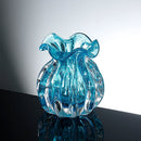 Axyaa Water Blue Bubble Money Bag Vase with Green Plant and Flower Arrangement