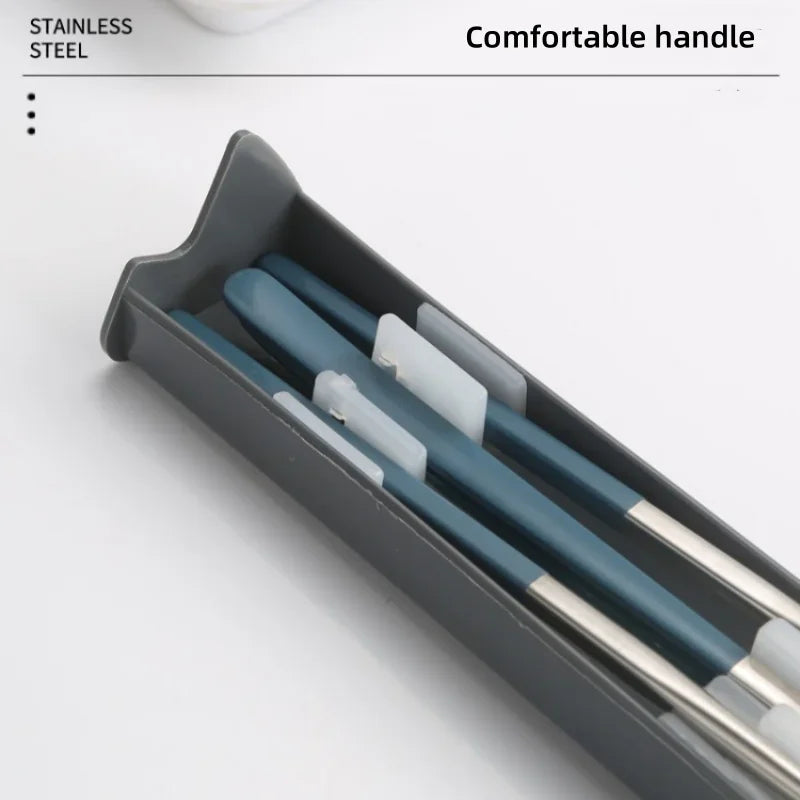 Axyaa Stainless Steel Travel Utensils Set with Case and Chopsticks, Portable Flatware