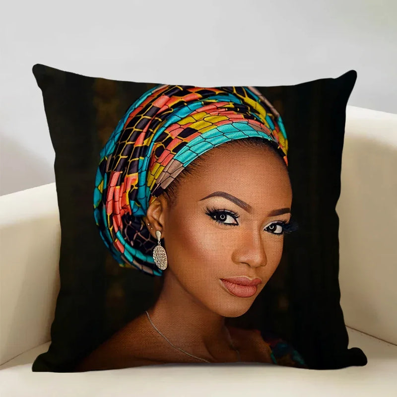 Axyaa African Lady Sofa Pillow Cover: Stylish Decor for Bedroom, Hotel, Cafe