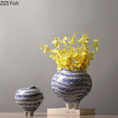 Axyaa High Footed Ceramic Vase for Art Flowers, Hydroponics, and Dried Floral Arrangements