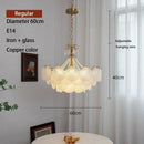 Axyaa Modern Shell Glass Chandelier - Copper Pendant LED Light for Home Decor
