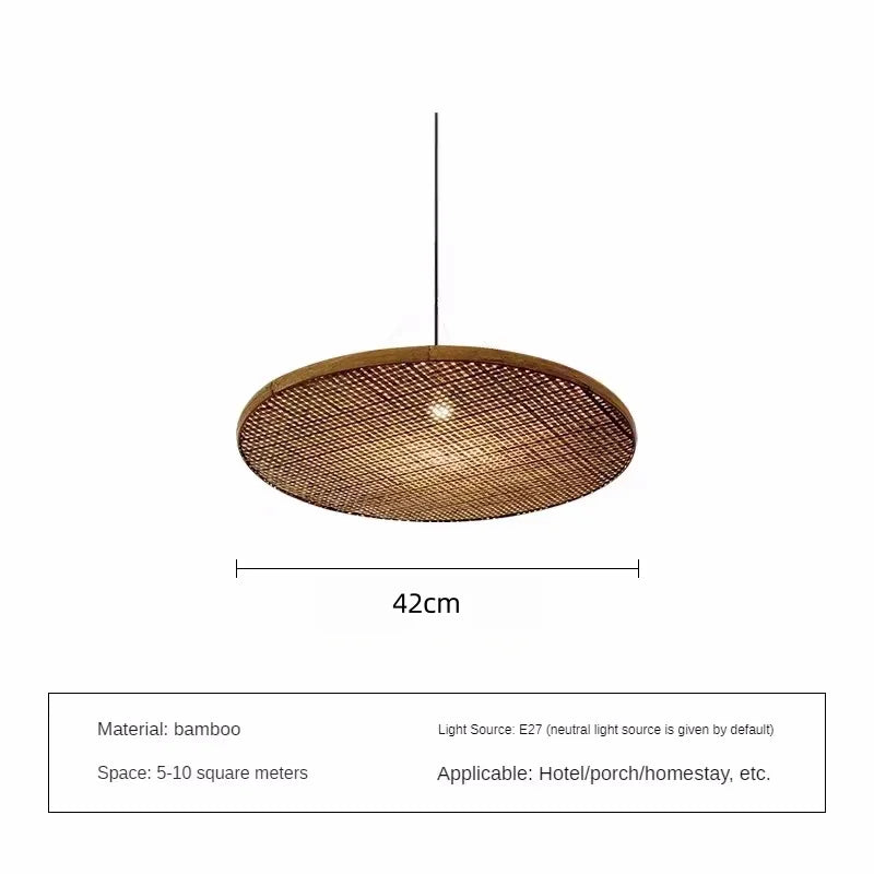 Axyaa Bamboo Pendant Light: Wabi Sabi Style Rattan Hanging Lamp for Home, Restaurant, Tea Room