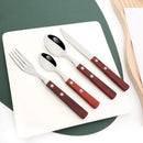 Axyaa 16/24Pcs Wood Handle Stainless Steel Cutlery Set - Kitchen Tableware