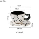 Axya Ceramic Mug & Plate Set with Unique Handle. Breakfast & Beverage Cups.