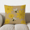 Axyaa Bee & Flower Design Pillow Cover for Sofa, Bedroom, Car - Home Decor