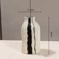 Axyaa Geometric Stripes Wave Ceramic Vase - Handmade Irregular Design