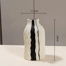 Axyaa Geometric Stripes Wave Ceramic Vase - Handmade Irregular Design