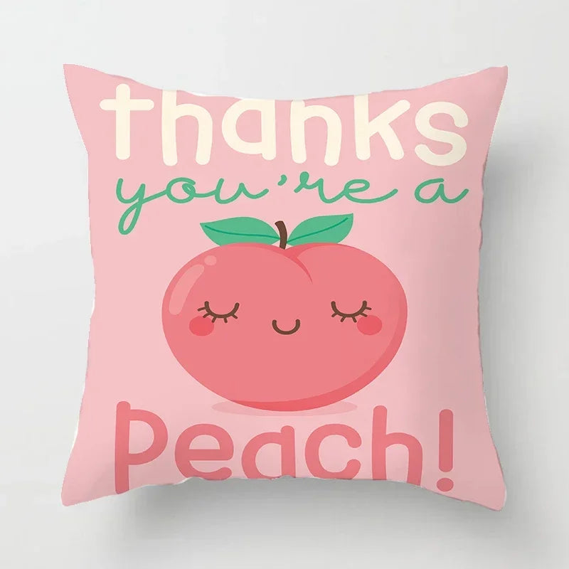 Peachy Pink Pattern Cushion Cover 45X45CM for Sofa Decor by Axyaa