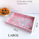Axyaa Pink Mother-of-pearl Seashell Tray: Handmade Fruit Basket Living Room Organizer