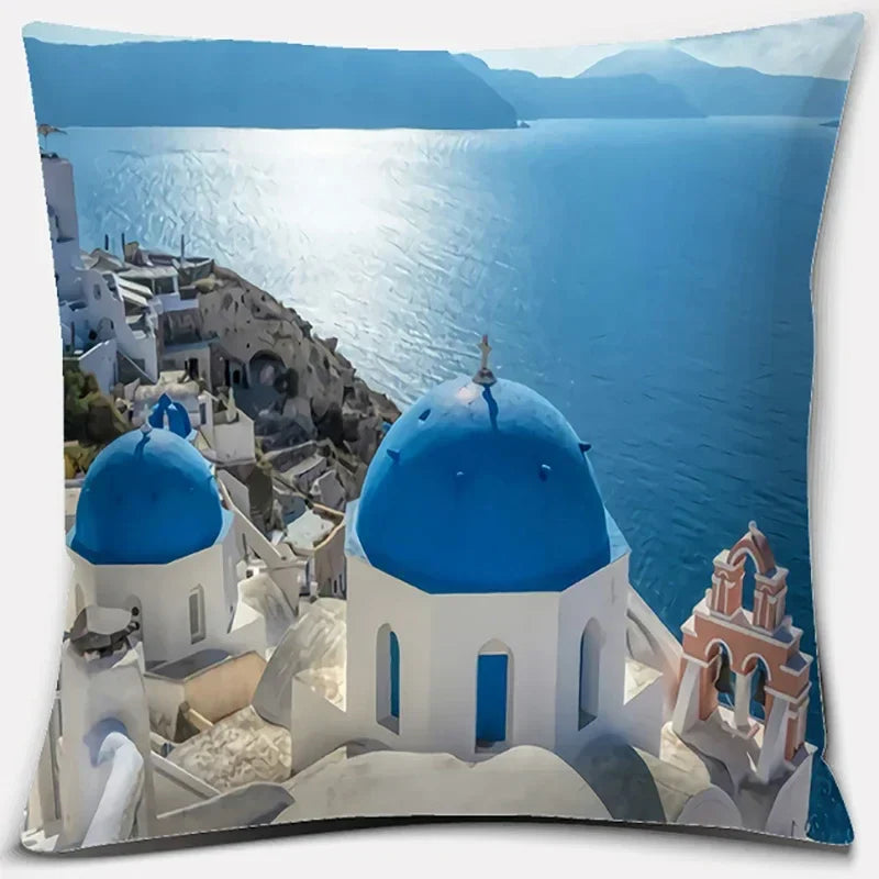 Axyaa Santorini Series Pattern Pillowcase Square Cushion Cover Home Sofa Decor