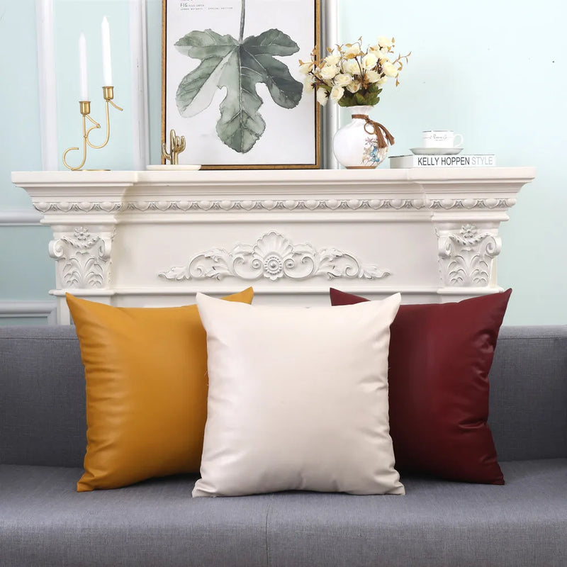 Axyaa Soft Leather-cloth Cushion Cover for Living Room Sofa, Car, Chair Home Decor