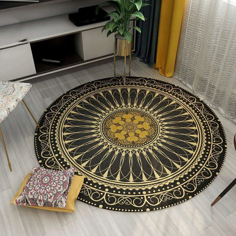 Ethnic Mandala Round Carpet for Living Room Decor by Axyaa