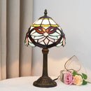 Axyaa Baroque Style Stained Glass Table Lamp Vintage Desk Small Bedside Bedroom Office Reading