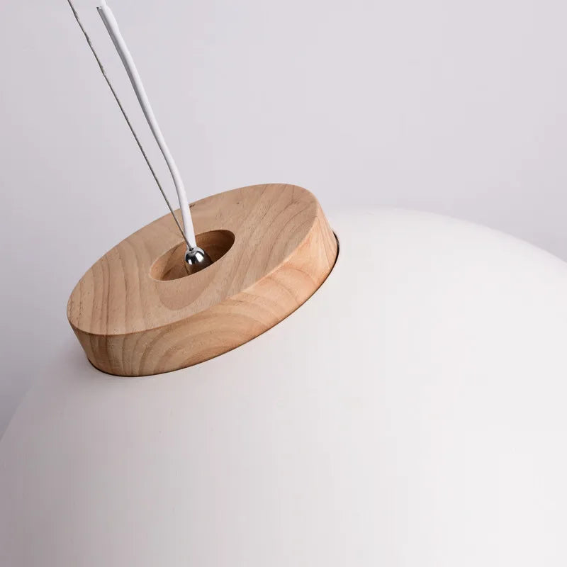 Axyaa Nordic Walnut Dome Pendant Light - Minimalist LED Lighting for Home Office Dining