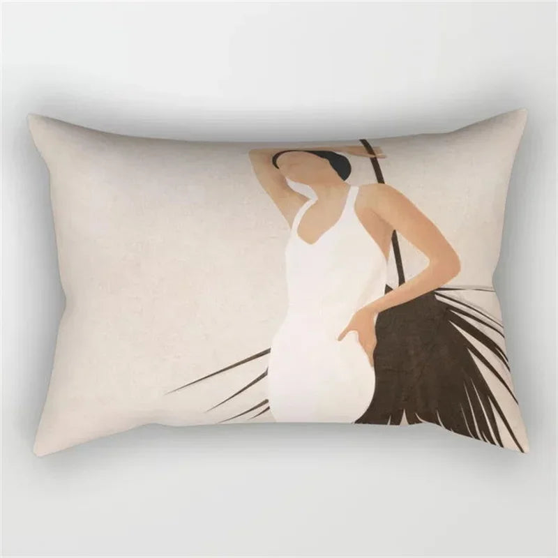 Axyaa Geometric Leaf Plant Print Pillowcase - Modern Nordic Sofa Cushion Cover