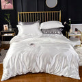 Axyaa Silky Satin Queen Duvet Cover Set - Luxury King Size Bedding
