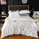 Axyaa Silky Satin Queen Duvet Cover Set - Luxury King Size Bedding