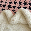 Axyaa Houndstooth Fleece Blanket Set & Pillowcase - Double Layer Thick Warm Blanket for Bed & Sofa