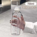 Axyaa Large Glass Water Bottle with Straw, 2 Lids, Clear, Leakproof, Kawaii Eco-Friendly Design