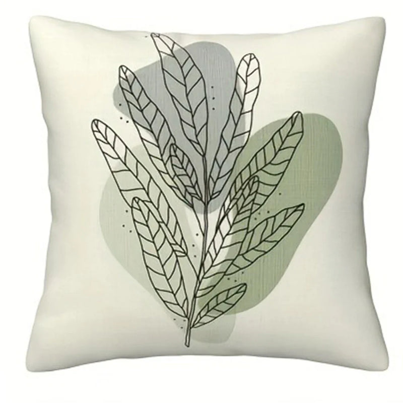 Axyaa Geometric Leaf Pattern Pillowcase: Minimalist Bohemian Decor, Soft and Stylish Sofa Cushion Cover