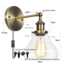 Axyaa Red Bronze LED Wall Lamp with Pull Chain Switch and Clear Glass