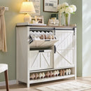 Axyaa Farmhouse Shoe Storage: 2 Flip Drawers, Sliding Door, 4-Tier Shelves