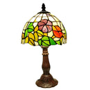Axyaa 8-Inch Petunia Tiffany Style Table Lamp with Hand-welded Art Glass
