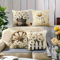 Axyaa Daisy Pillow Covers, 18x18 Inches - Soft Polyester, Country Style