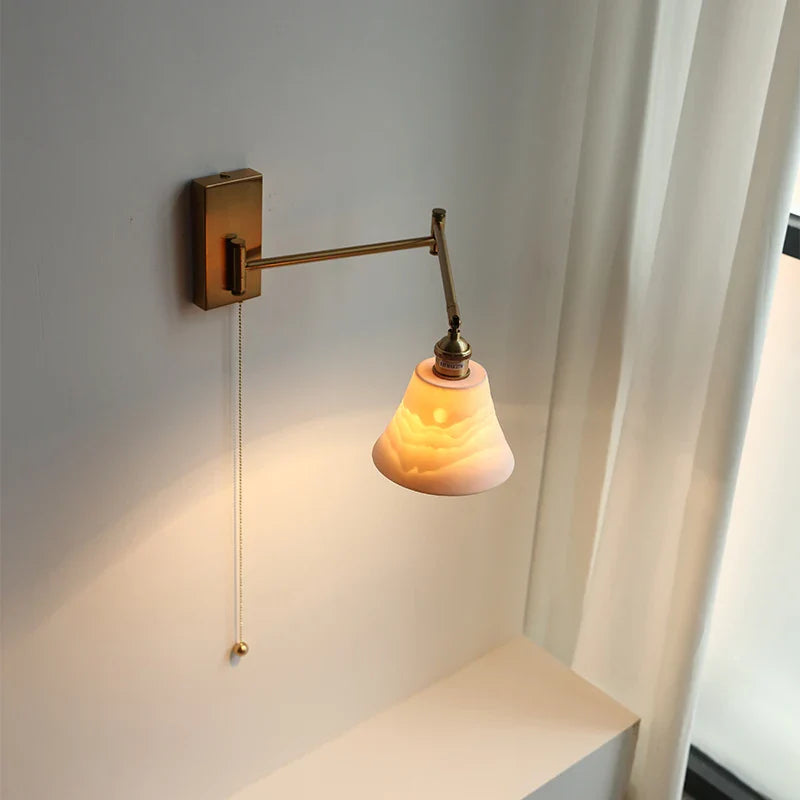 Axyaa Nordic LED Swing Arm Wall Lamp Gold Rotate Bedroom Bedside Light