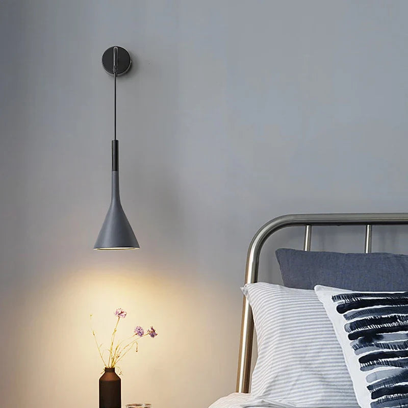 Axyaa Black LED Wall Sconce | Modern Nordic Bedroom Reading Light