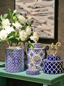 Axyaa Blue & White Porcelain Vase Jar: Classic Chinese Home Decor & Organization
