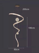 Axyaa Luxury Crystal Ribbon Chandelier Spiral Staircase Pendant Lamp